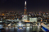 London and The Shard at night, London, England, United Kingdom, Europe