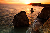 Freshwater Bay bei Sonnenuntergang, Isle of Wight, England, Vereinigtes Königreich, Europa