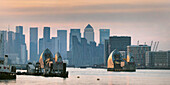 Canary wharf, Docklands, and the Thames Barrier, London, England, United Kingdom, Europe
