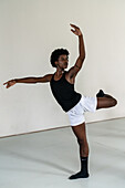 Dancer in rehearsal class of the Mi Compania Ballet Company, Havana, Cuba, West Indies, Caribbean, entral America