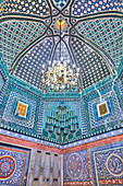 Decke und Wand, Kusan Ibn Abbas-Komplex, Schah-I-Zinda, UNESCO-Welterbe, Samarkand, Usbekistan, Zentralasien, Asien