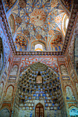 Decke und Wand, Abdulaziz-Khan-Madrassa, 1652, UNESCO-Welterbe, Buchara, Usbekistan, Zentralasien, Asien