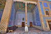 Tiled Walls, Painted Ceiling, The Emir's Wives Quarters, Tash Khauli Palace, 1830, Ichon Qala (Itchan Kala), UNESCO World Heritage Site, Khiva, Uzbekistan, Central Asia, Asia