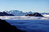Temperature inversion on Aconcagua, 6961 metres, the highest mountain in the Americas and one of the Seven Summits, Andes, Argentina, South America