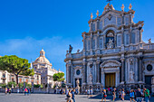 View of Duomo di Sant'Agata and Chiesa della Badia di Sant'Agata, Piazza Duomo, Catania, Sicily, Italy, Mediterranean, Europe