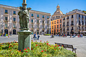 View of Chiesa della Badia di Sant'Agata and Piazza dell'Universita, Catania, Sicily, Italy, Mediterranean, Europe