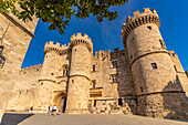View of Palace of the Grand Master of the Knights of Rhodes, Old Rhodes Town, UNESCO World Heritage Site, Rhodes, Dodecanese, Greek Islands, Greece, Europe
