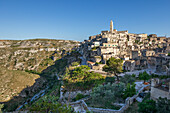 View over the Sassi di Matera old town in afternoon sunlight, UNESCO World Heritage Site, Matera, Basilicata, Italy, Europe