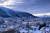 The city of Tromso during winter dusk, Troms County, Norway, Europe