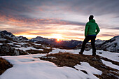 Europe, Dolomites, Falcade, Belluno province, Veneto, Italy. Stop to see a wonderful sunrise