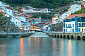 the typical village called Cudillero during a summer sunrise, municipality of Cudillero, Asturie, Spain, Europe