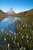 the Rifflesse lake during a summer morning, with the iconic Matterhorn in background, Zermatt, Canton of Valais, Switzerland, Europe