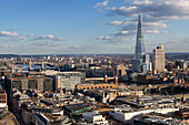 Tower Bridge and Shard seen from the Golden Gallery of St. Paul’s Cathedral, London, Great Britain, UK