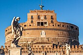 Shot of the castel sant angelo and sant angelo bridge, architecture, rome, italy