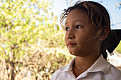 Portrait of Britany, 8 year old girl from Jiquilillo, Chinandega, Nicaragua