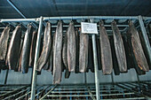 Fillets of fish drying, Fish canning factory (USISA), Isla Cristina, Spain