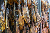 Production of iberian ham (cured ham), Puerto Gil, Spain