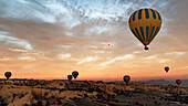 Hot air balloons flying on Goreme, Cappadocia, Turkey