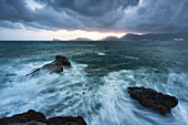 Storm coming over the gulf, municipality of Lerici, La Spezia province, Liguria district, Italy, Europe
