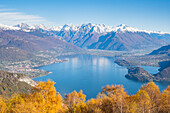Autumnal landscape from the mountains of Bregagno mount with Como lake. Musso, Como district, Lombardy, Alps, Italy, Europe.