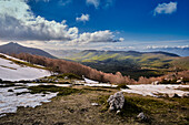 Winter into spring - beech trees from brown into green and the Campo Ceraso valley in the Simbruini Mountains Natural Park - Lazio