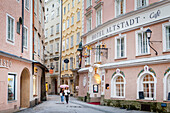Judengasse street, at right Hotel Altstadt , Salzburg, Austria