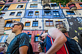 Hundertwasser Haus ein Wohngebäude von Friedensreich Hundertwasser, Wien, Österreich