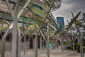 Euskalduna palace, in background Iberdrola tower, Bilbao, Biscay, Basque Country, Spain