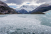 Pia bay or Pia Fjord, in Beagle Channel (northwest branch), PN Alberto de Agostini, Tierra del Fuego, Patagonia, Chile
