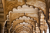Decke des Diwan I Am (Saal der öffentlichen Audienz), in Agra Fort, UNESCO-Welterbestätte, Agra, Indien