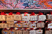 Prayer boards, in Kiyomizu-dera temple, Kyoto. Kansai, Japan.