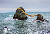 Meoto-Iwa, Wedded Rocks off the coast of Futamigaura Beach, Futami Town on the in Mie Prefecture, Japan.