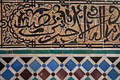 Detail, tiled, Medersa or Madraza el-Attarine,medina, Fez el Bali, Fez, Morocco