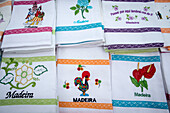 Traditional embroidery on tablecloths and napkins, Funchal, Madeira, Portugal