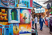 paintings, souvenir shop, Souika street, medina, Rabat. Morocco