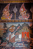 Detail, Wandmalereien, im wat suwan dararam Tempel, Ayutthaya, Thailand