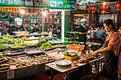 Restaurant, street food night market, at Itsara nuphap, Chinatown, Bangkok, Thailand