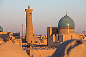 Skyline, Kalon minaret and mosque, from Ark, Bukhara, Uzbekistan