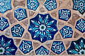 Detail, ornamentation of courtyard, Ulugbek Medressa, Registan, Samarkand, Uzbekistan