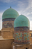 Domes of Qazizadeh Rumi mausoleum, Shah-i-Zinda complex, Samarkand, Uzbekistan
