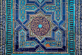 Detail, ornamentation, Ustad Ali mausoleum, Shah-i-Zinda complex, Samarkand, Uzbekistan
