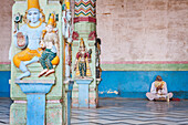 Man praying, Rangaji Temple ( Ranganath Temple ), Vrindavan, Mathura, Uttar Pradesh, India