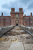 View of the Herstmonceux castle, Herstmonceux, East Sussex, southern England, United Kingdom.