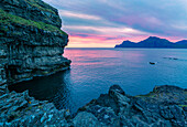 Europe, Denmark, Faroe Islands, Eystoroy, Gjogv: sunrise on the shorecoast