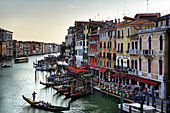 The Grand canal from the Rialto bridge in evening, Venezia, Venice, Veneto, Italia, Italy, Europe, south Europe