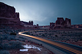 USA, Utah, Arches National Park: the night coming on the Park Drive Road