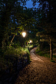 Europe, Italy, San Marino: the path illuminated at night