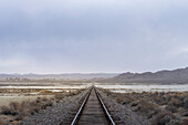 Old abandoned rail road though the Californian desert, USA