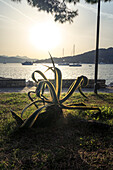 Golden sunrise on the seashore of Porto Venere; Europe, Italy, Liguria, La Spezia District