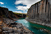 Stuðlagil-Schlucht am Jökuldalsvegur, Ostisland, Nordeuropa